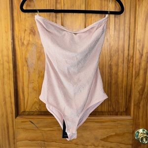 FASHION NOVA | NEW W/ TAGS Pink Sparkly Open Back Bodysuit
